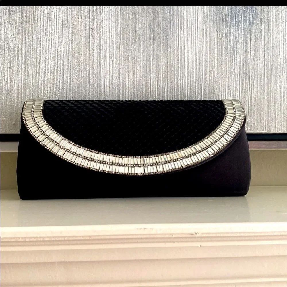 Satin embellished evening clutch